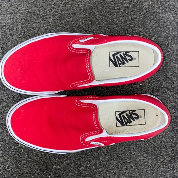Vans Shoes - Vans slip-on racing red and white skate shoes